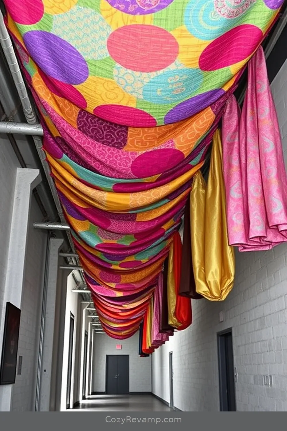 Restorative Fabric Ceiling Treatments for 16 Creative Ways to Use Upcycled Fabric Material in Industrial Hallways