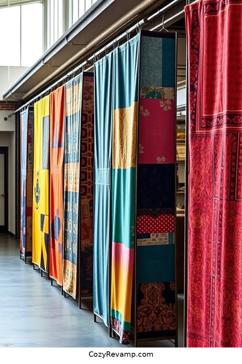 Unique Fabric Wall Dividers for 16 Creative Ways to Use Upcycled Fabric Material in Industrial Hallways