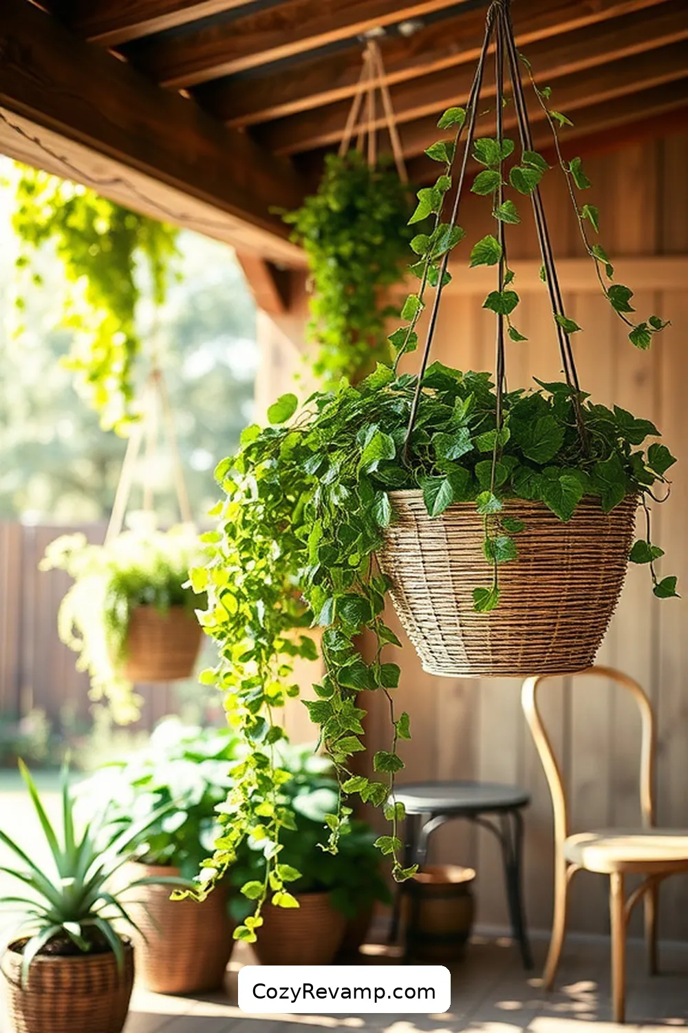 16 Essential Elements for a Rustic Outdoor Patio With Natural Fibers 7 Hanging Planters for 16 Essential Elements for a Rustic Outdoor Patio With Natural Fibers