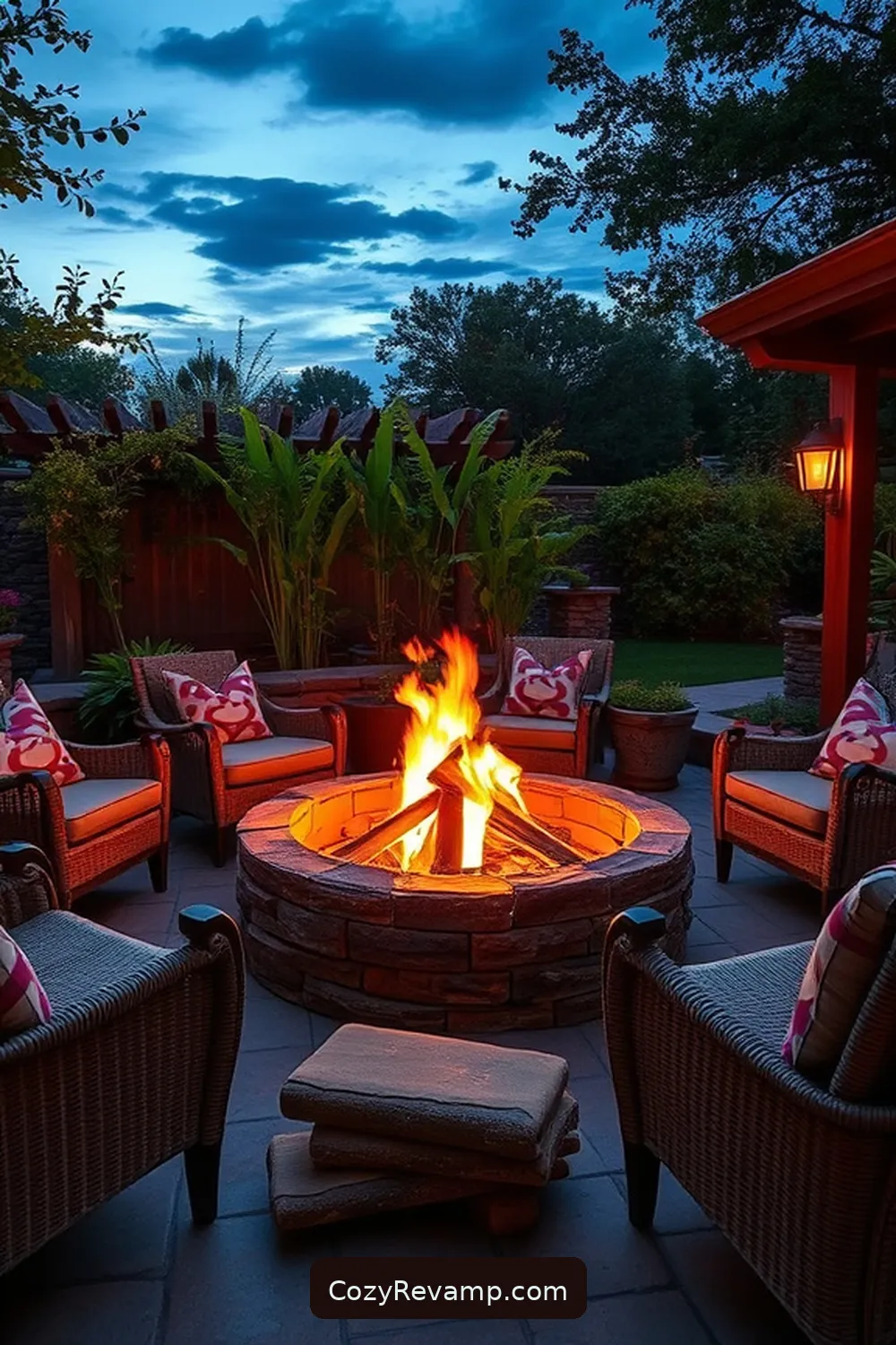 16 Essential Elements for a Rustic Outdoor Patio With Natural Fibers 15 Rustic Fire Pit for 16 Essential Elements for a Rustic Outdoor Patio With Natural Fibers