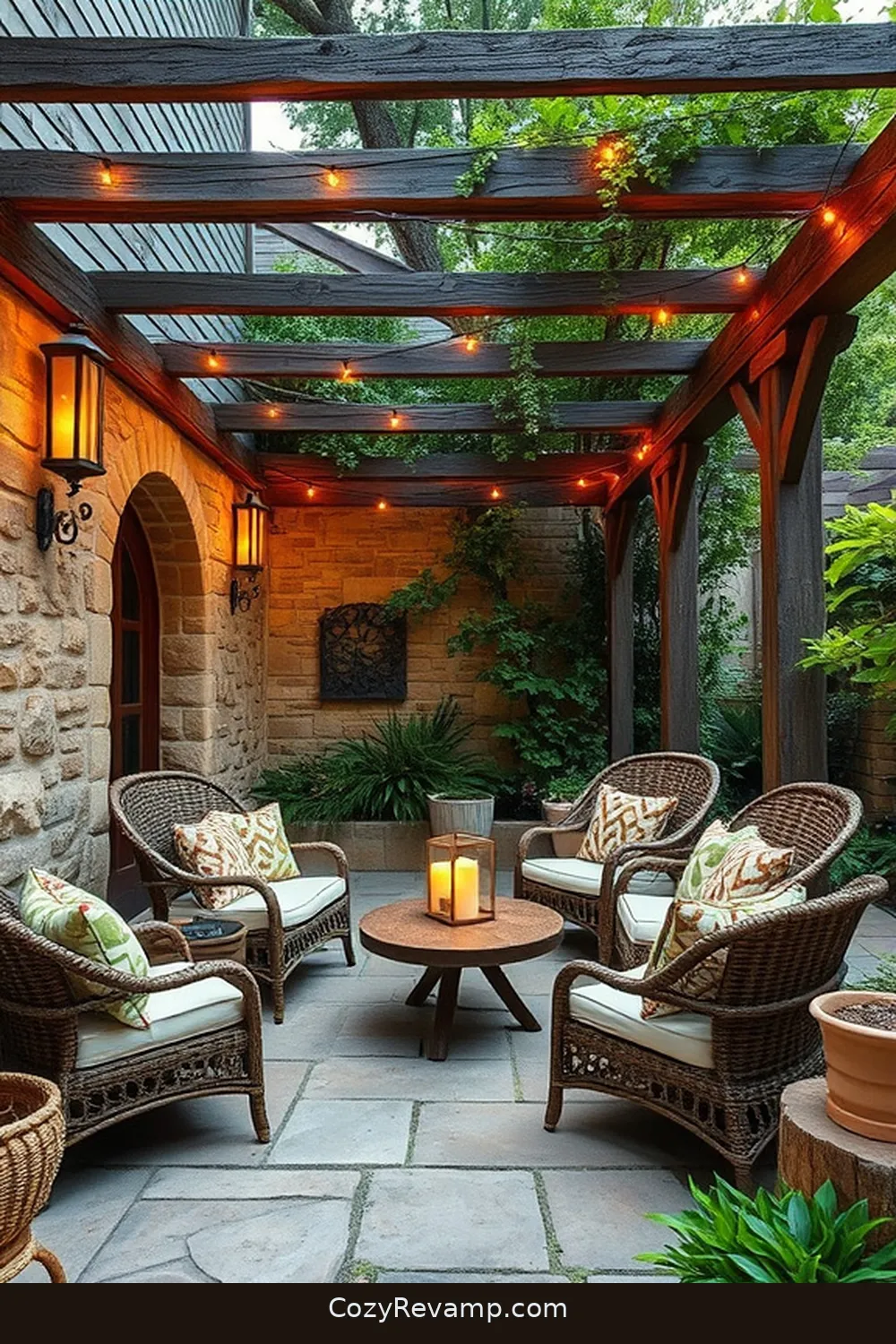 16 Essential Elements for a Rustic Outdoor Patio With Natural Fibers 6 Stone Accents for 16 Essential Elements for a Rustic Outdoor Patio With Natural Fibers