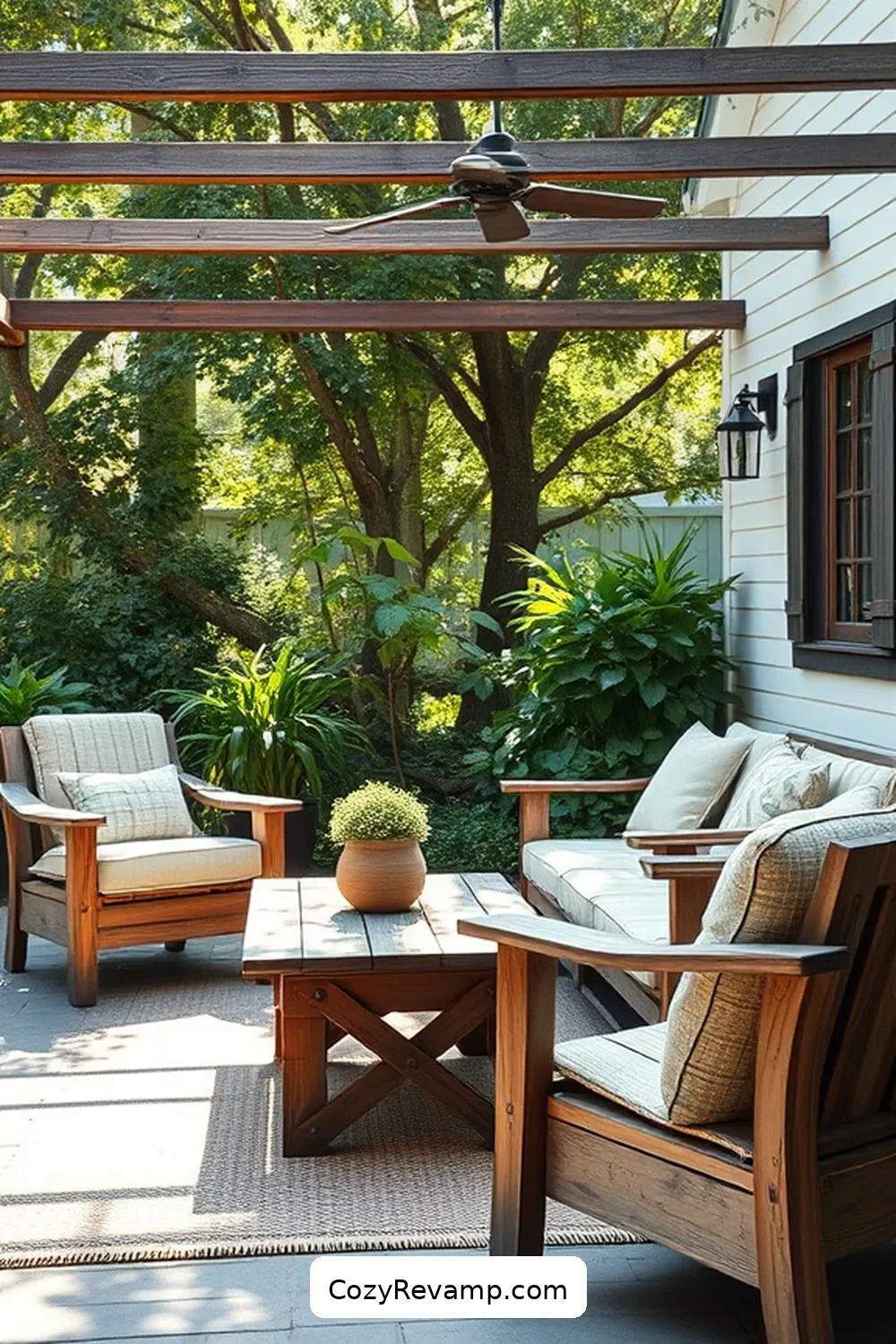 16 Essential Elements for a Rustic Outdoor Patio With Natural Fibers 4 Wooden Furniture for 16 Essential Elements for a Rustic Outdoor Patio With Natural Fibers