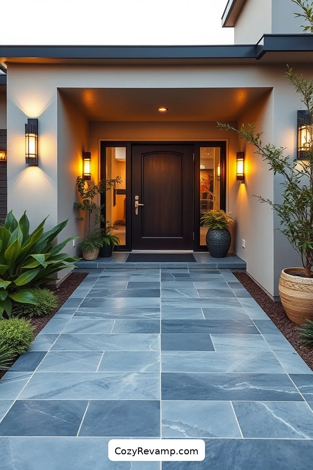 16 Essential Materials for Mid-Century Modern Entryways With Solar-Powered Lights 16 Slate for 16 Essential Materials for Mid-Century Modern Entryways With Solar-Powered Lights