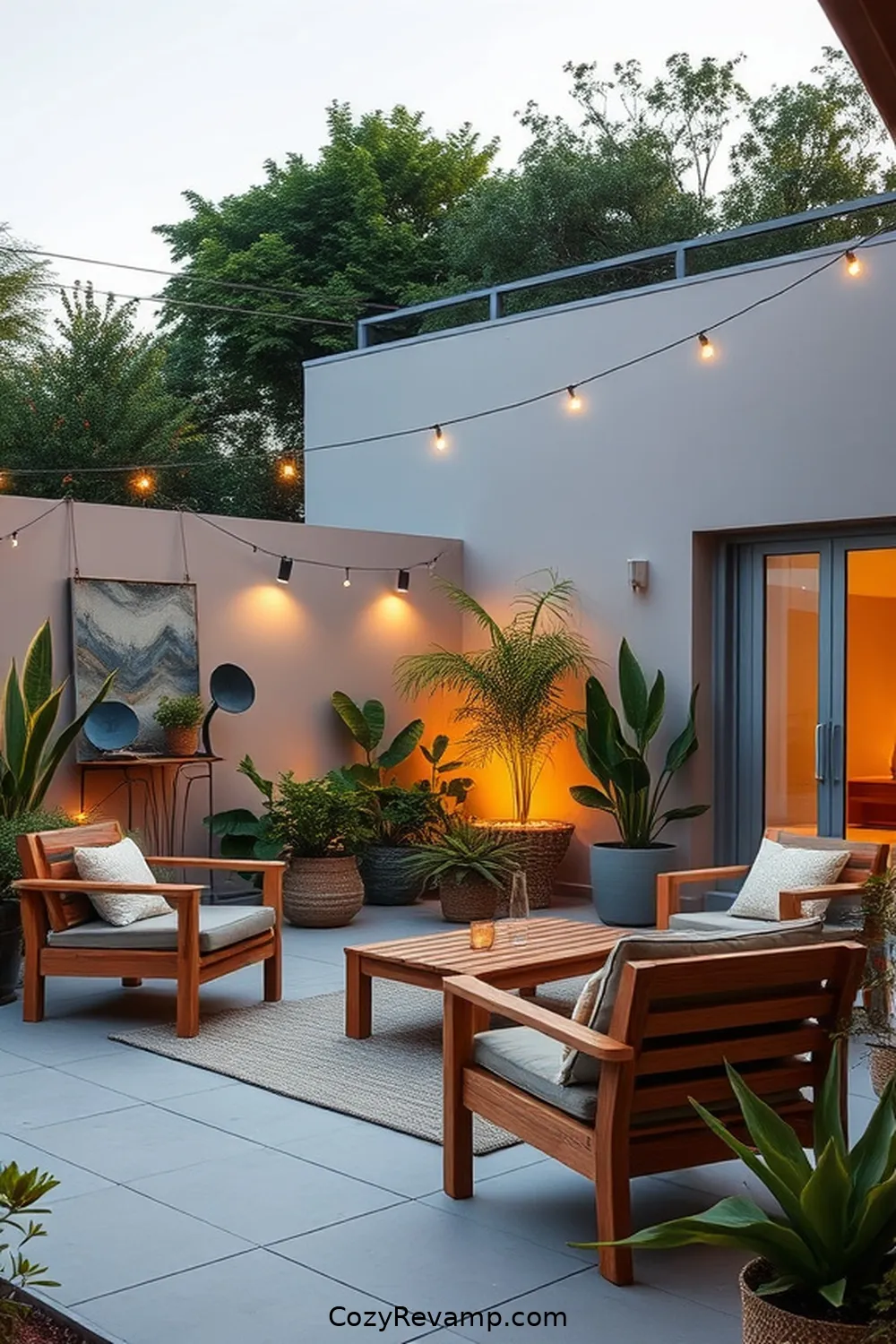 16 Essential Materials for a Minimalist Outdoor Patio With Solar-Powered Lights 2 Sustainable Wood Furniture for 16 Essential Materials for a Minimalist Outdoor Patio With Solar-Powered Lights