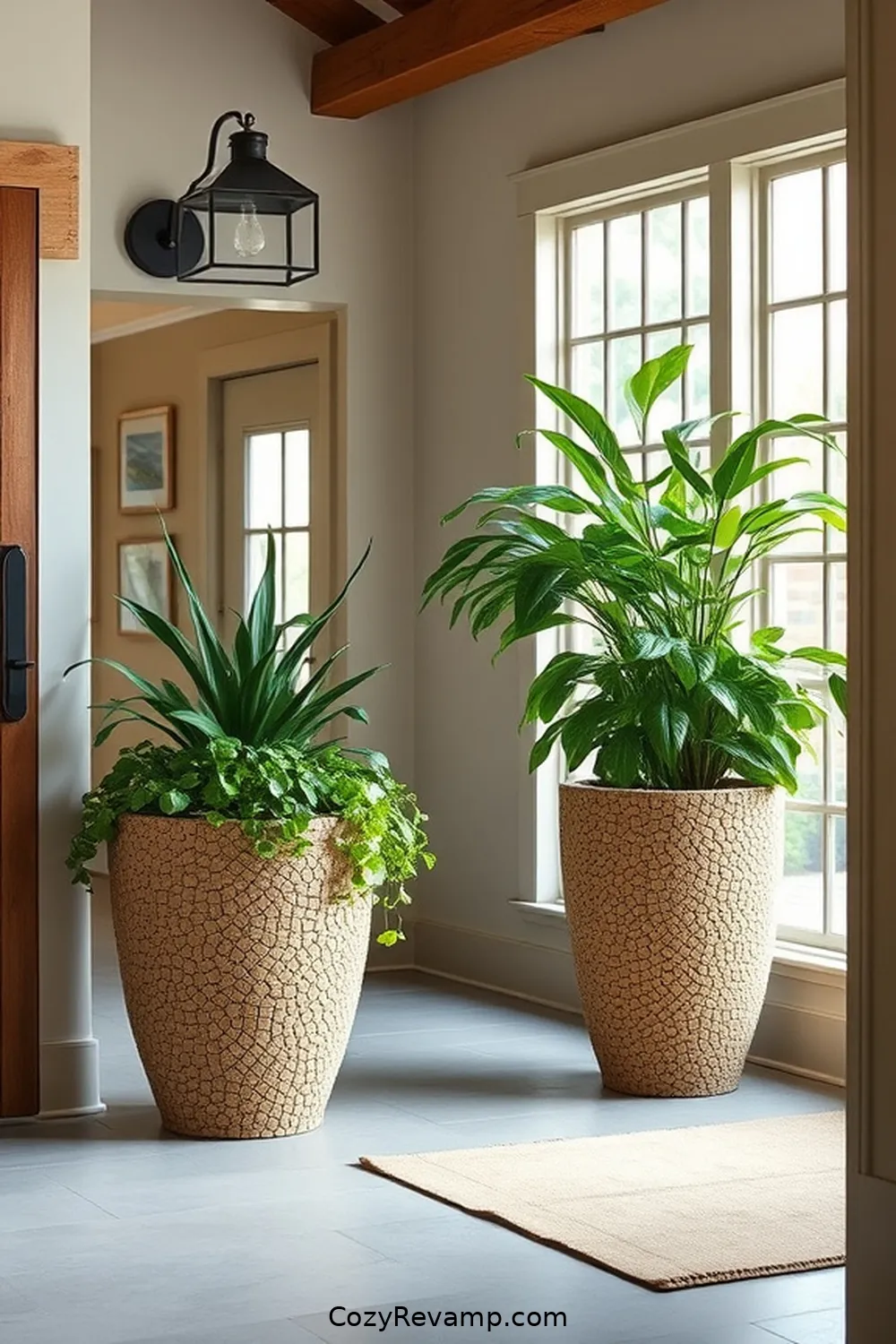 16 Inspiring Ideas for a Modern Farmhouse Entryway Featuring Cork Material 15 Add Cork Planters for a Touch of Greenery for 16 Inspiring Ideas for a Modern Farmhouse Entryway Featuring Cork Material