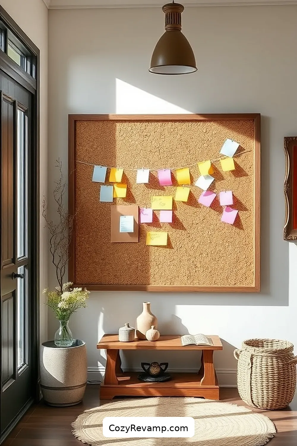 16 Inspiring Ideas for a Modern Farmhouse Entryway Featuring Cork Material 11 Create a Cork Memo Board for Family Notes for 16 Inspiring Ideas for a Modern Farmhouse Entryway Featuring Cork Material