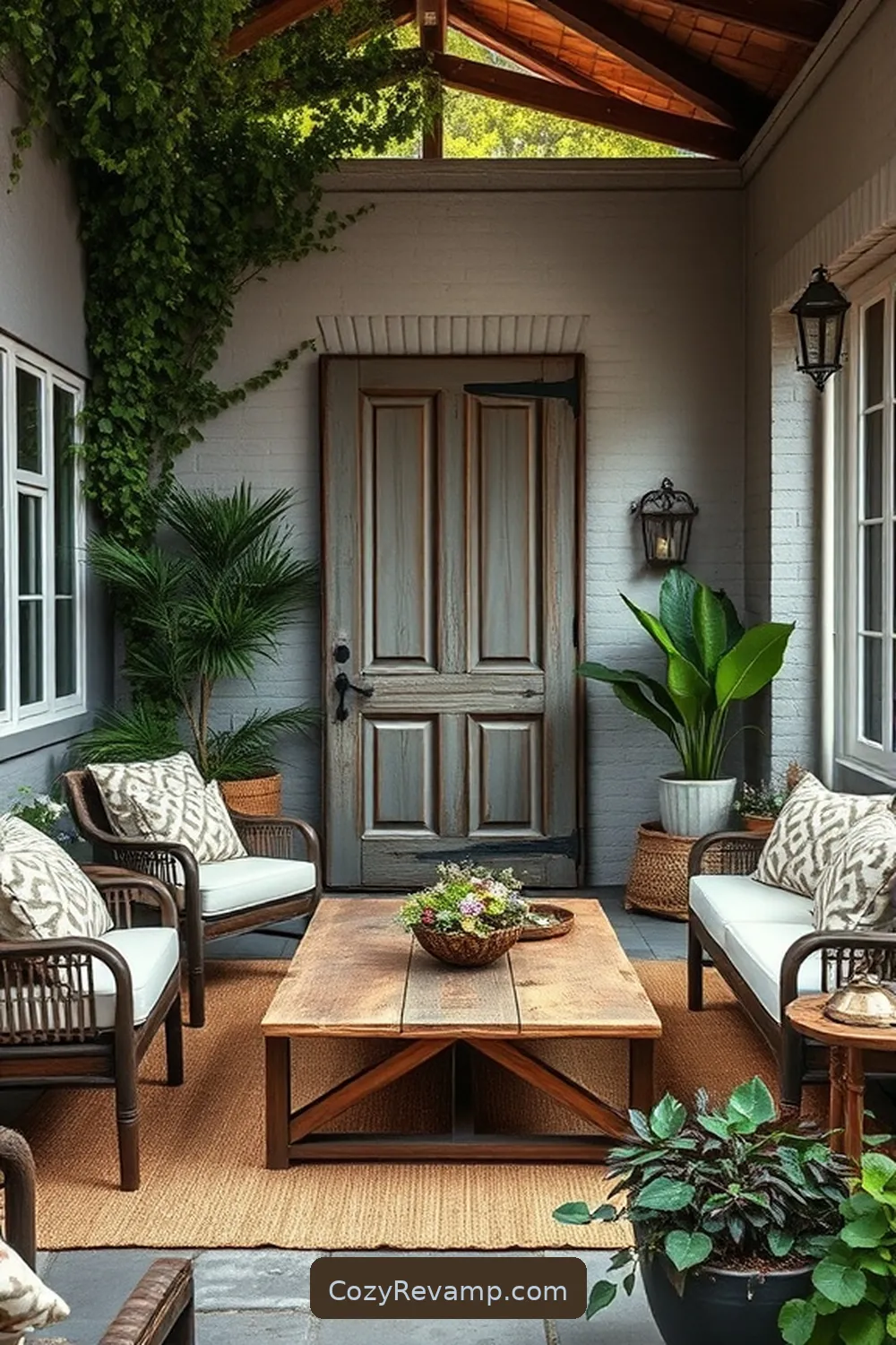 16 Inspiring Ideas for a Modern Farmhouse Outdoor Patio Using Reclaimed Materials 8 Old Door Coffee Table for 16 Inspiring Ideas for a Modern Farmhouse Outdoor Patio Using Reclaimed Materials