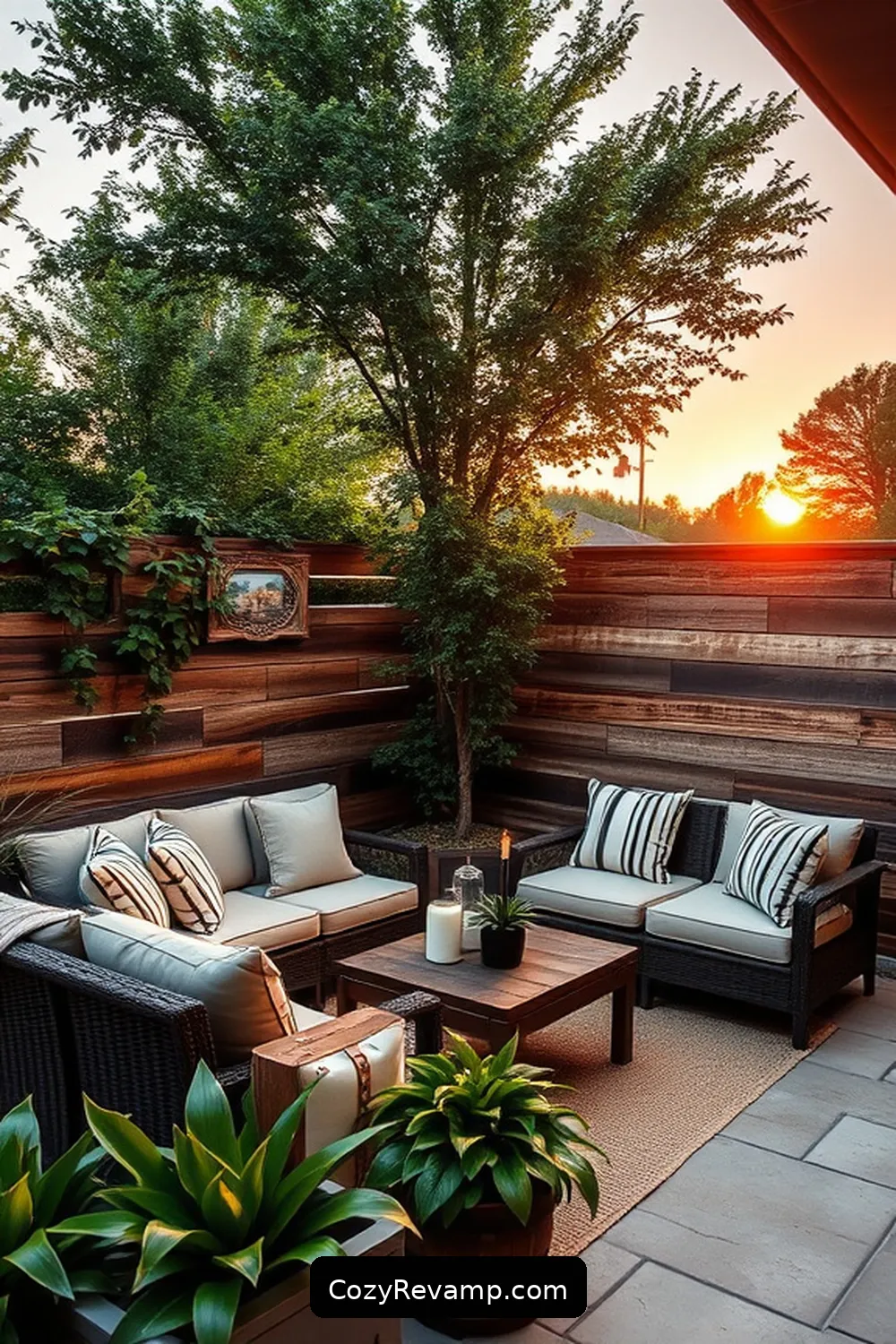 16 Inspiring Ideas for a Modern Farmhouse Outdoor Patio Using Reclaimed Materials 9 Reclaimed Wood Privacy Screens for 16 Inspiring Ideas for a Modern Farmhouse Outdoor Patio Using Reclaimed Materials