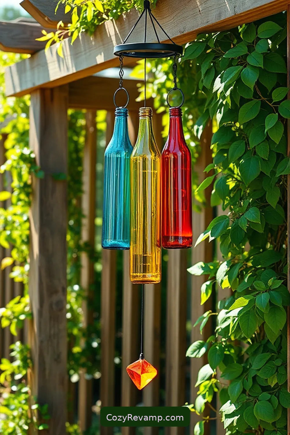 16 Inspiring Ideas for a Modern Farmhouse Outdoor Patio Using Reclaimed Materials 12 Recycled Glass Bottle Wind Chimes for 16 Inspiring Ideas for a Modern Farmhouse Outdoor Patio Using Reclaimed Materials