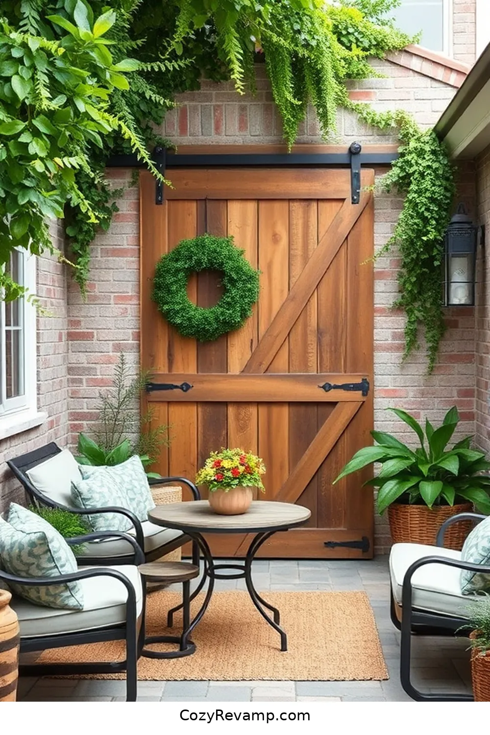 16 Inspiring Ideas for a Modern Farmhouse Outdoor Patio Using Reclaimed Materials 4 Salvaged Barn Door as Decor for 16 Inspiring Ideas for a Modern Farmhouse Outdoor Patio Using Reclaimed Materials