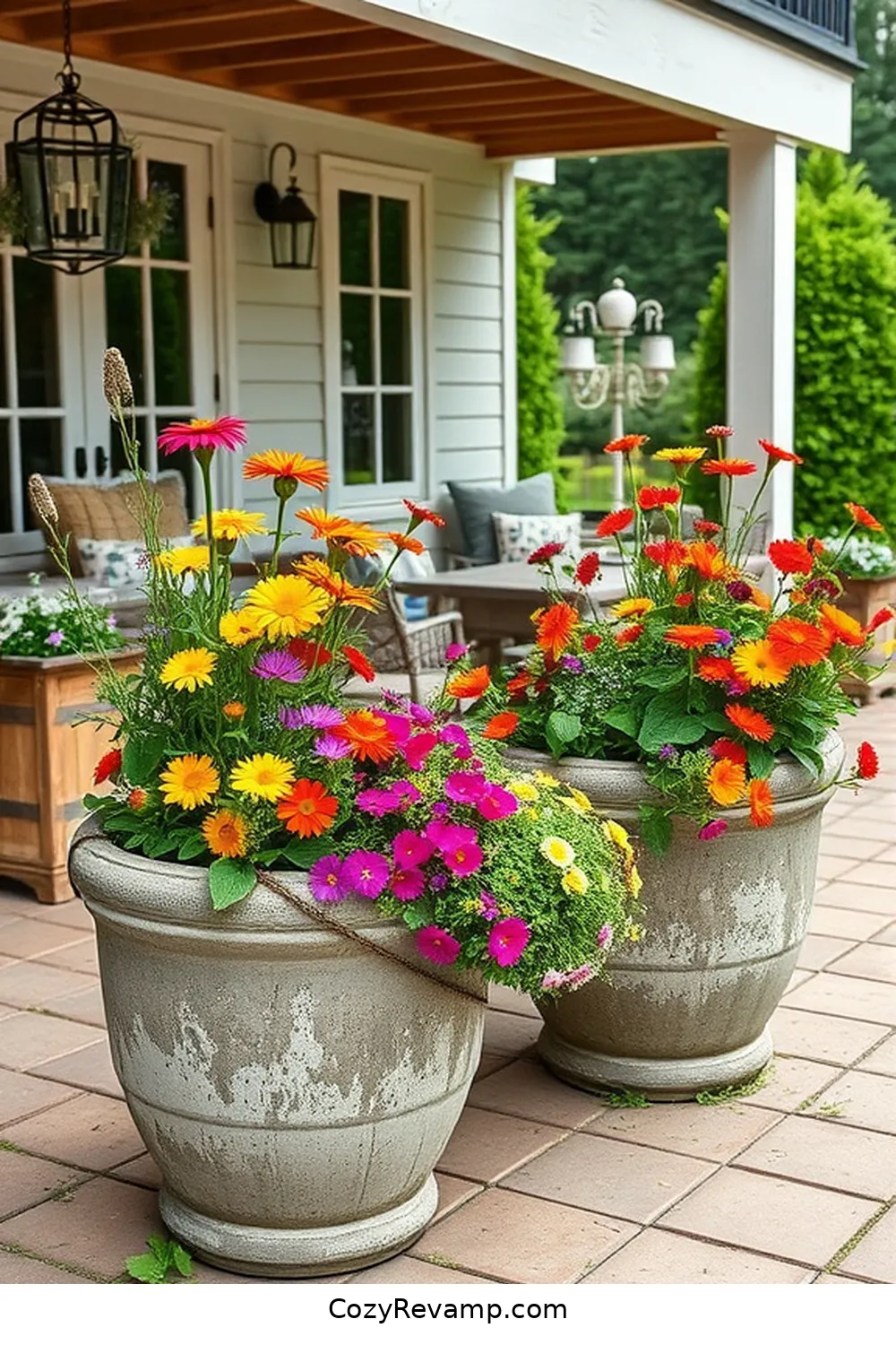16 Inspiring Ideas for a Modern Farmhouse Outdoor Patio Using Reclaimed Materials 17 Salvaged Concrete Planters for 16 Inspiring Ideas for a Modern Farmhouse Outdoor Patio Using Reclaimed Materials