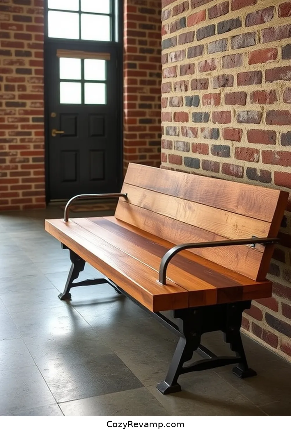 16 Inspiring Ideas for an Industrial Entryway With Reclaimed Materials 2 Reclaimed Wood Bench With Metal Accents for 16 Inspiring Ideas for an Industrial Entryway With Reclaimed Materials
