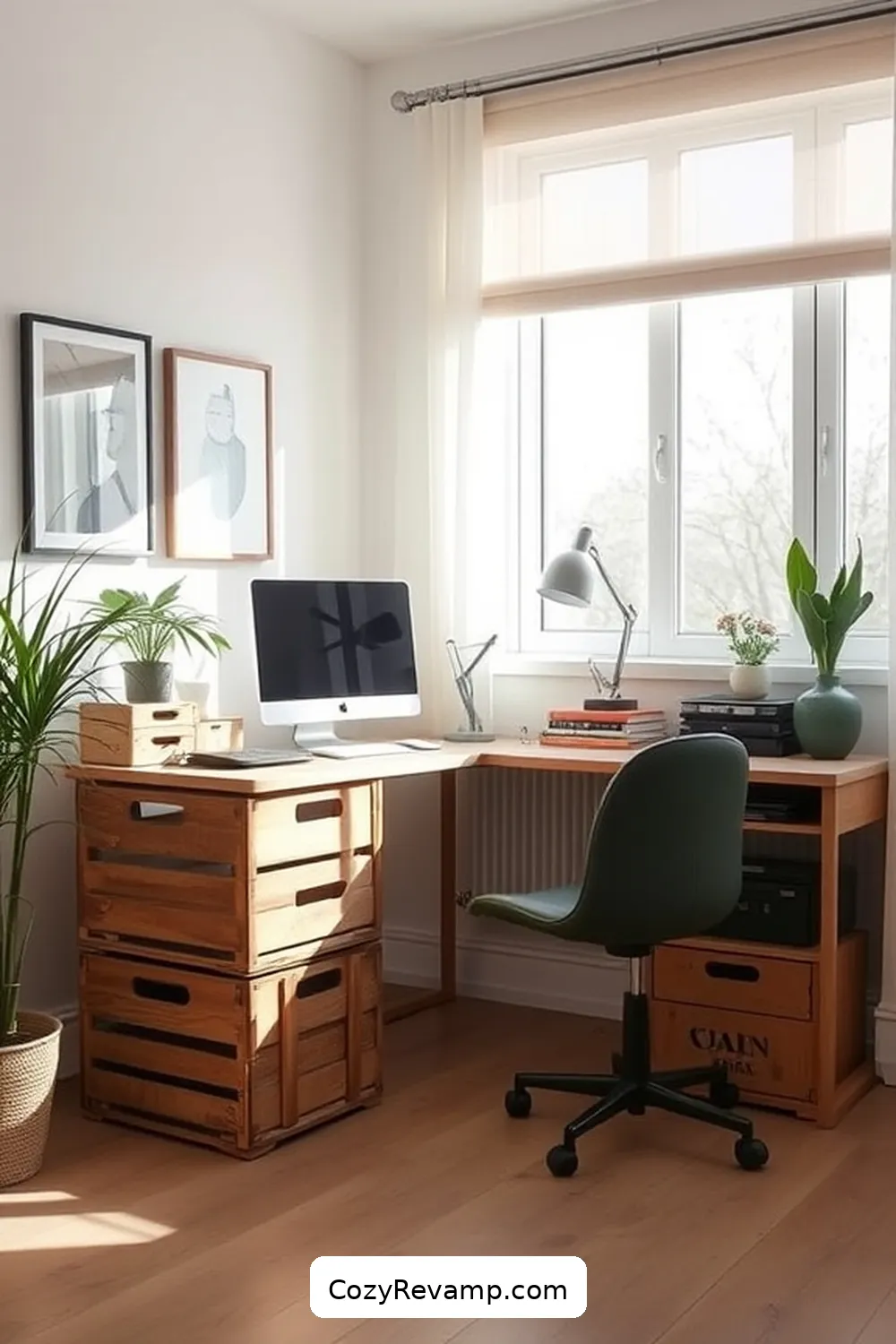16 Inspiring Minimalist Home Office Ideas With Recycled Wood Material 5 Vintage Crate Storage Solutions for 16 Inspiring Minimalist Home Office Ideas With Recycled Wood Material