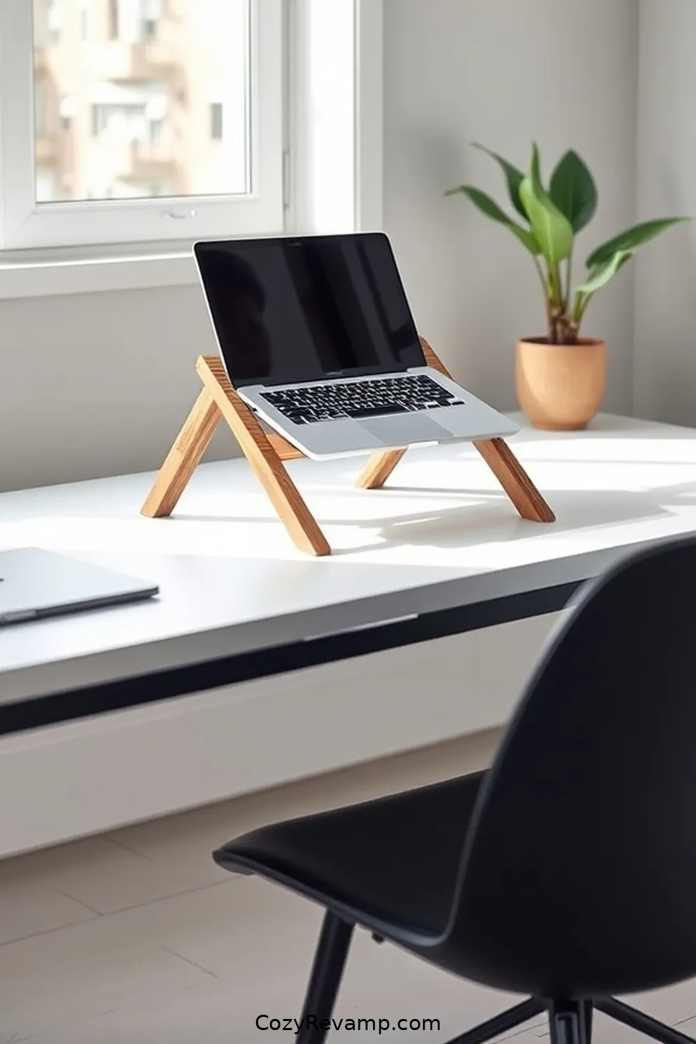 16 Inspiring Minimalist Home Office Ideas With Recycled Wood Material 8 Wooden Laptop Stand for 16 Inspiring Minimalist Home Office Ideas With Recycled Wood Material