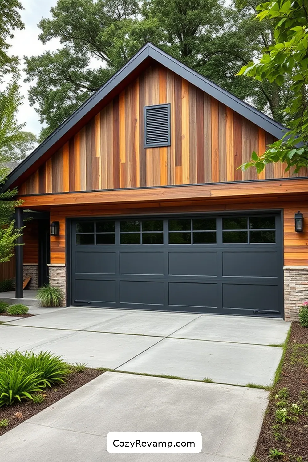 Combining Metal and Recycled Wood for a Contemporary Look for 16 Inspiring Modern Farmhouse Garages Using Recycled Wood Materials