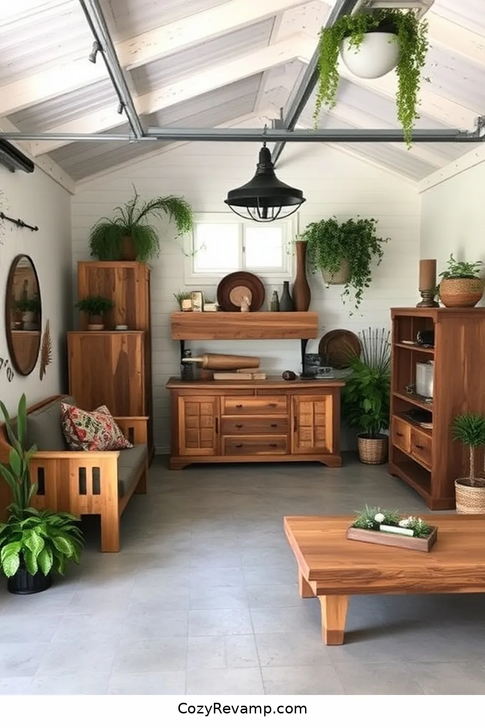Custom Furniture Pieces Made From Salvaged Materials for 16 Inspiring Modern Farmhouse Garages Using Recycled Wood Materials