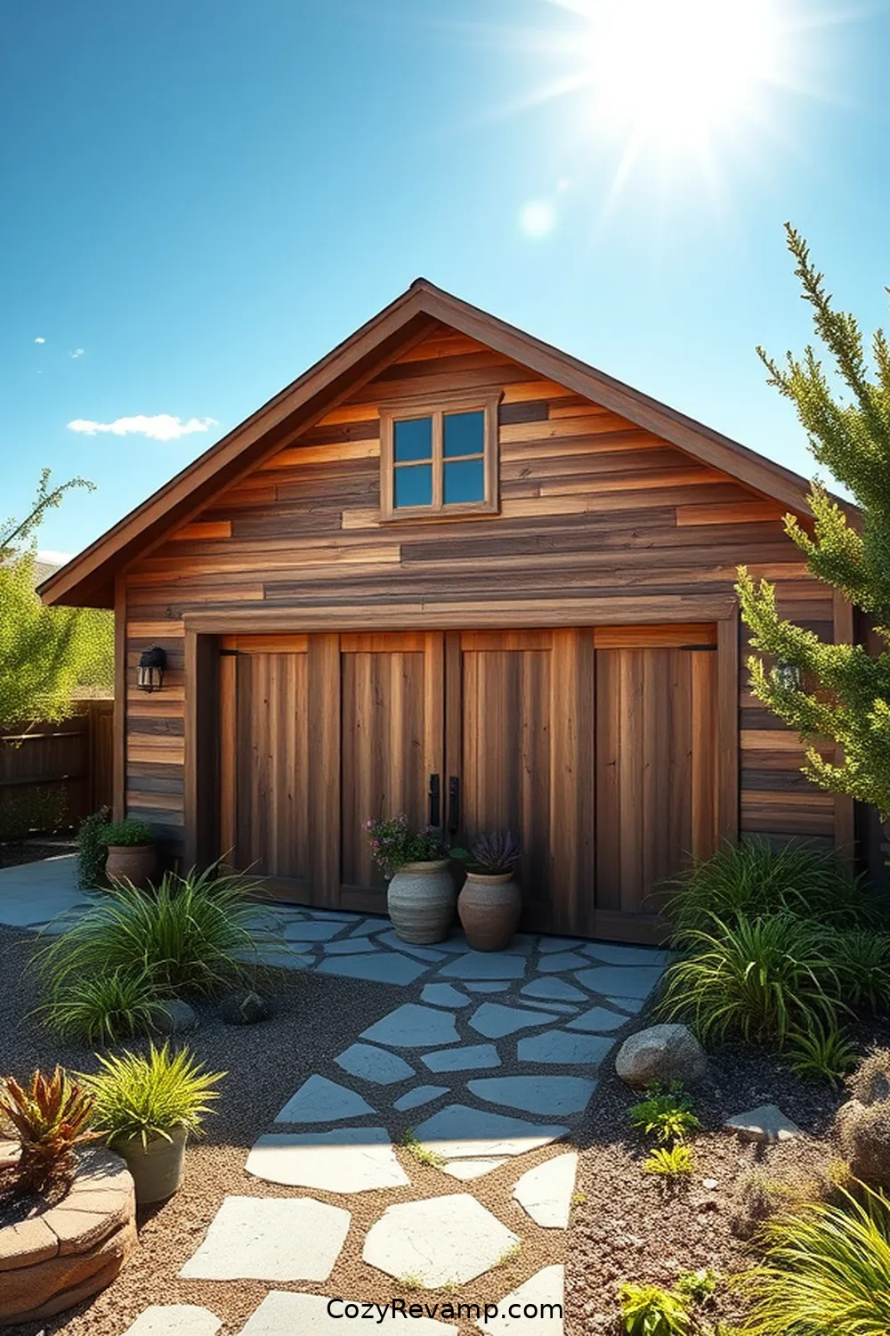 Eco-Conscious Landscaping Around Your Modern Farmhouse Garage for 16 Inspiring Modern Farmhouse Garages Using Recycled Wood Materials