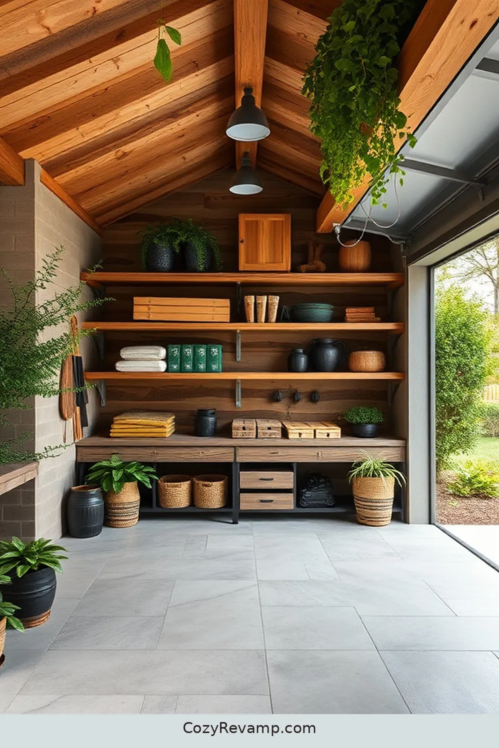 Eco-Friendly Storage Solutions in a Farmhouse Garage for 16 Inspiring Modern Farmhouse Garages Using Recycled Wood Materials