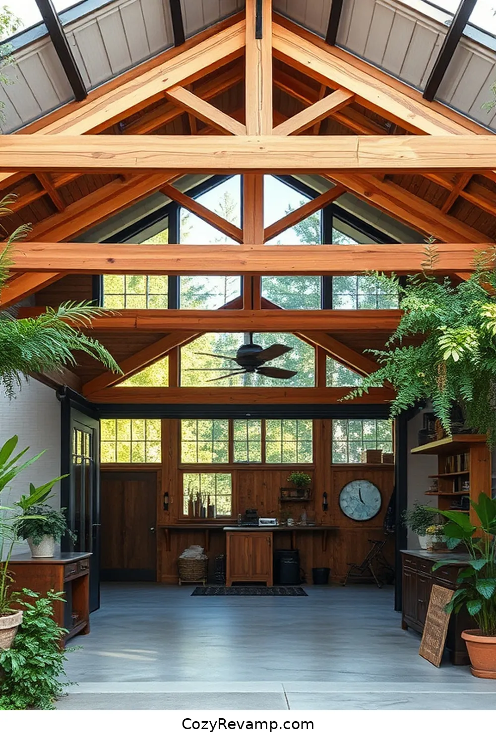 Open Concept Designs Using Old Wood and Glass Elements for 16 Inspiring Modern Farmhouse Garages Using Recycled Wood Materials