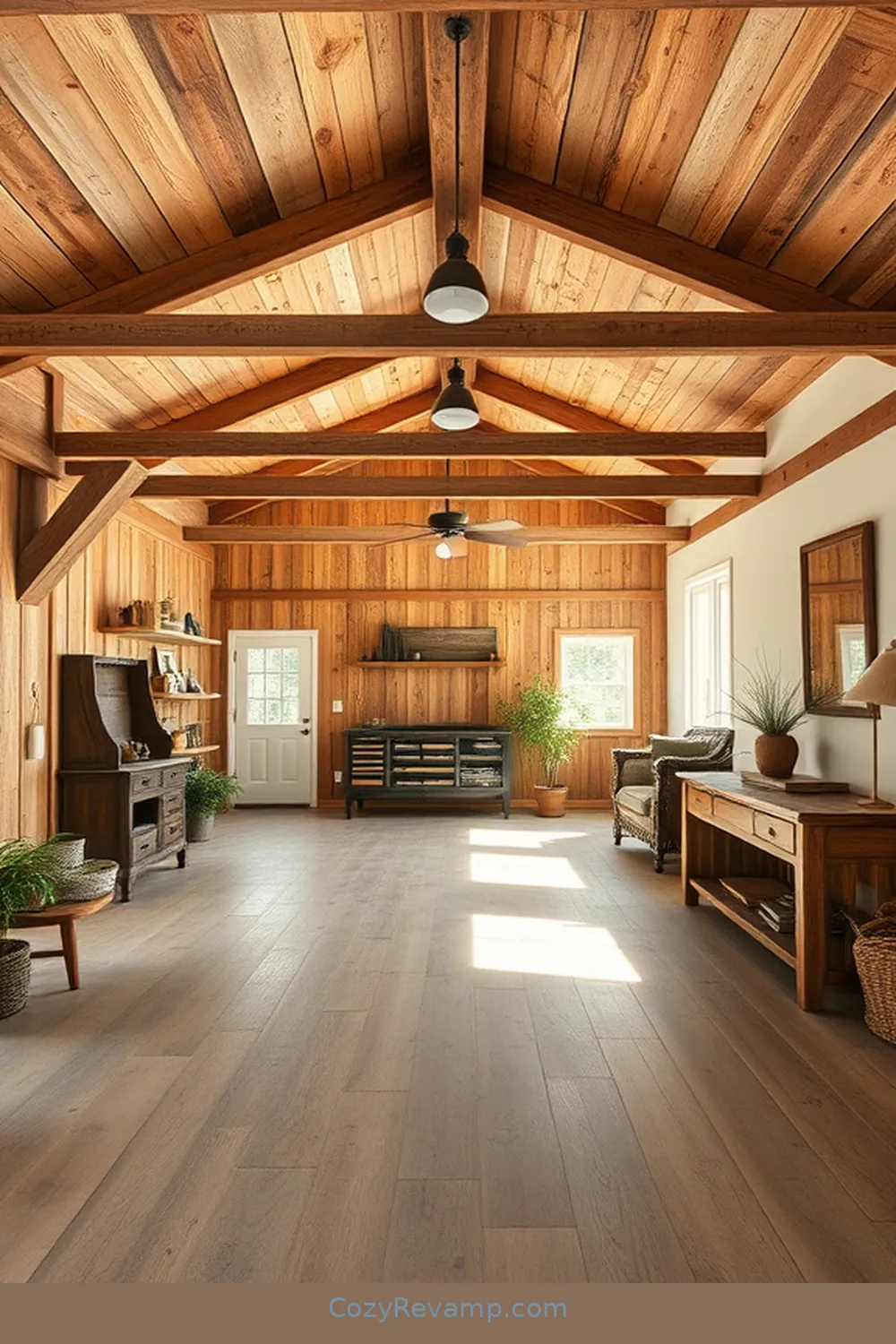 Sustainable Flooring Options With Reclaimed Wood for 16 Inspiring Modern Farmhouse Garages Using Recycled Wood Materials
