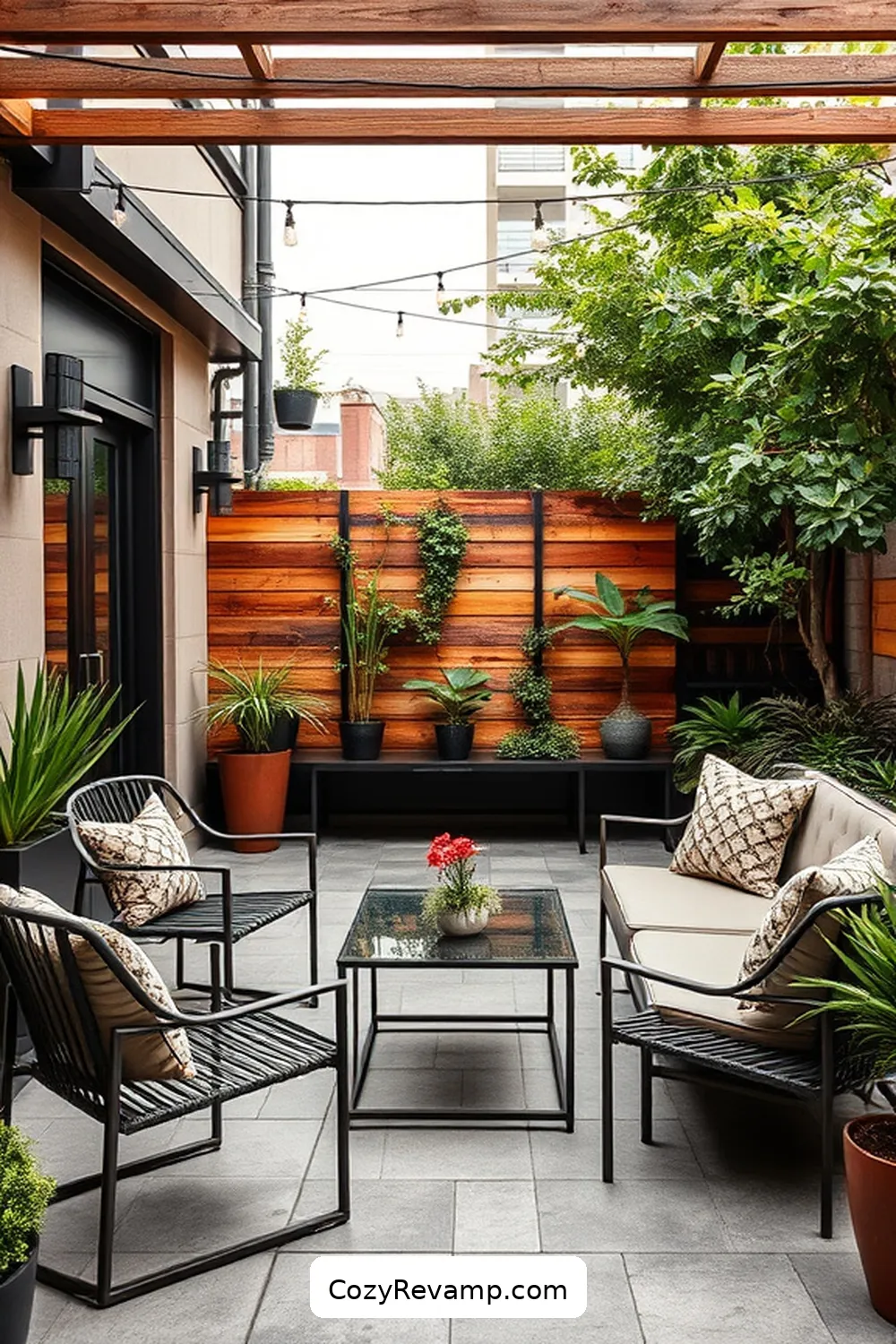 16 Stunning Industrial Outdoor Patios With Recycled Wood Material 7 Industrial Elegance: Blending Metal and Recycled Wood for 16 Stunning Industrial Outdoor Patios With Recycled Wood Material
