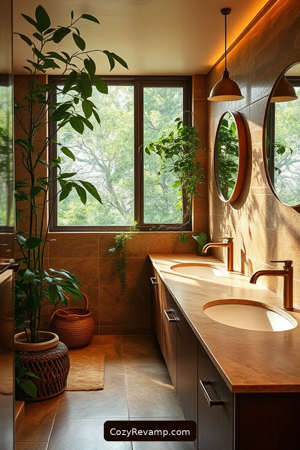 16 Stunning Mid-Century Modern Bathroom Ideas With Reclaimed Materials 8 Earthy Stone Countertops for 16 Stunning Mid-Century Modern Bathroom Ideas With Reclaimed Materials