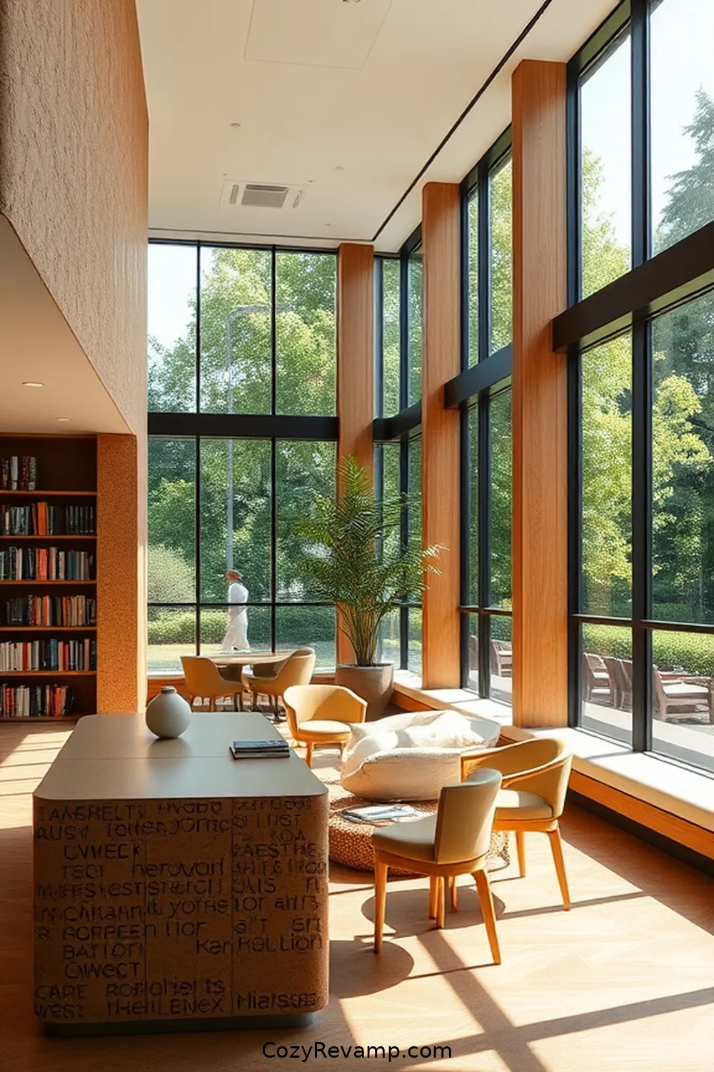 The Kew Library, UK for 16 Stunning Minimalist Libraries With Cork Material