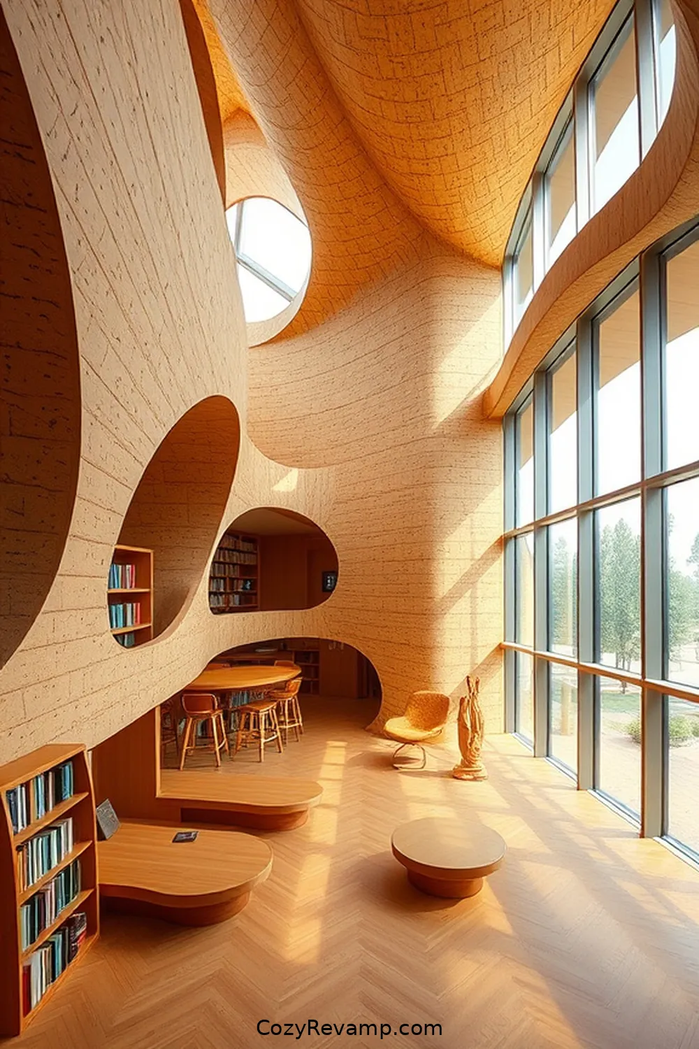 Tjibaou Cultural Centre Library, New Caledonia for 16 Stunning Minimalist Libraries With Cork Material