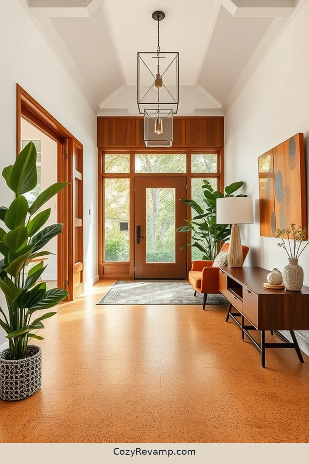 Cork Flooring for Natural Appeal for 16 Stylish Ways to Use Cork Material in Your Mid-Century Modern Entryway