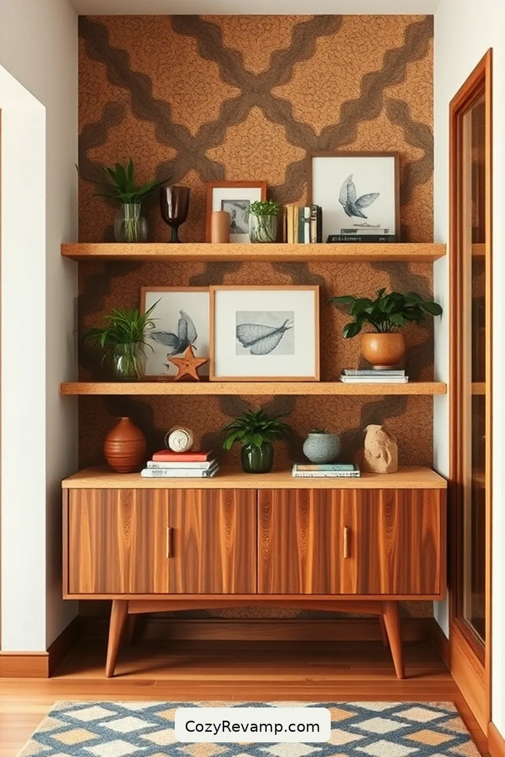 Cork Shelves for Displaying Decor for 16 Stylish Ways to Use Cork Material in Your Mid-Century Modern Entryway