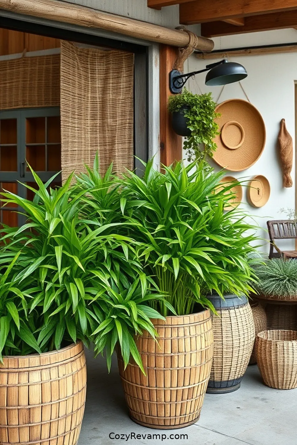 Bamboo Planters for a Touch of Nature for 16 Ways to Create a Bohemian Garage With Bamboo Material