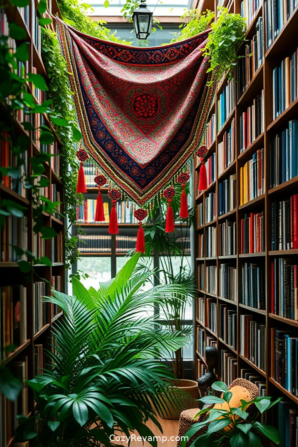 16 Ways to Create a Bohemian Library With Upcycled Fabric Material 15 Design a Fabric Banner for a Whimsical Touch for 16 Ways to Create a Bohemian Library With Upcycled Fabric Material