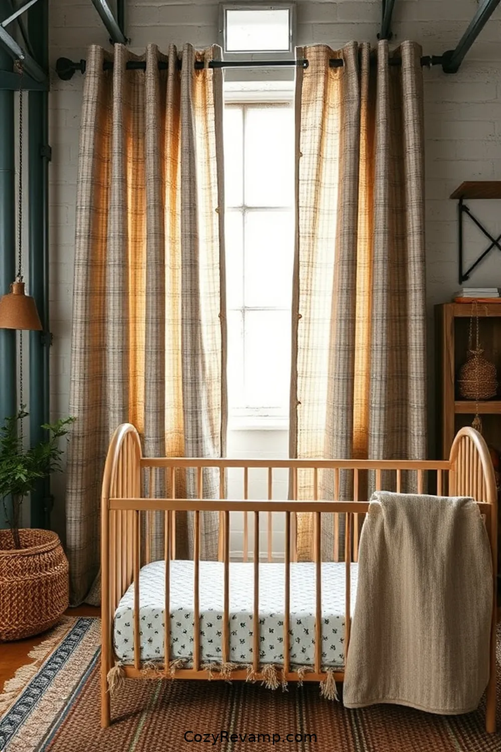 Eco-friendly Fabric Curtain Panels for 16 Ways to Create an Industrial Nursery With Upcycled Fabric Material