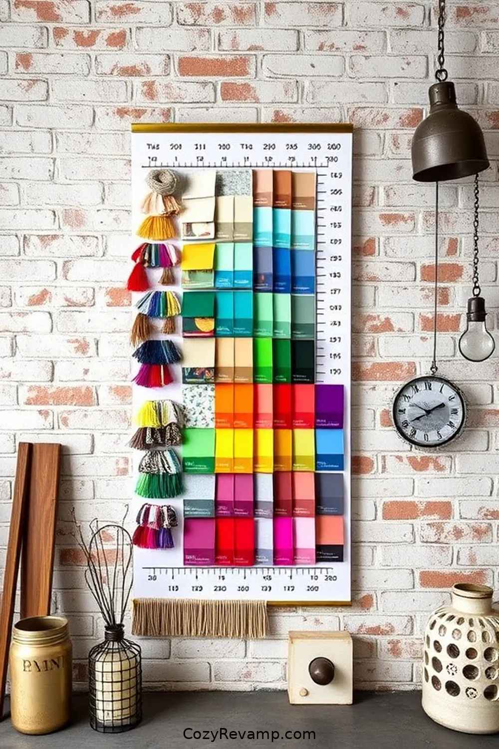 Fabric Swatch Growth Chart for 16 Ways to Create an Industrial Nursery With Upcycled Fabric Material