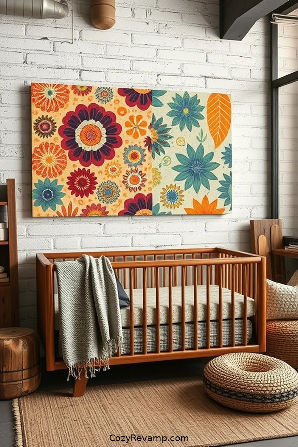 Fabric Wall Art for 16 Ways to Create an Industrial Nursery With Upcycled Fabric Material