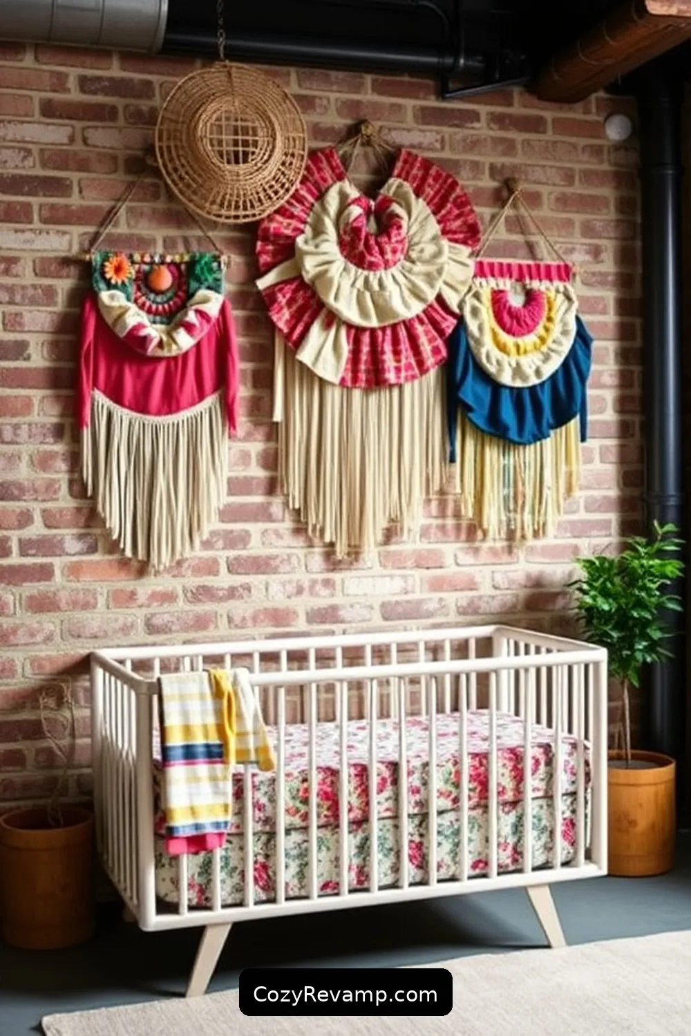 Fabric Wall Hangings for 16 Ways to Create an Industrial Nursery With Upcycled Fabric Material