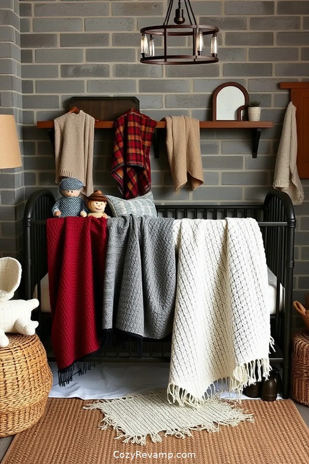 Textured Fabric Throw Blankets for 16 Ways to Create an Industrial Nursery With Upcycled Fabric Material