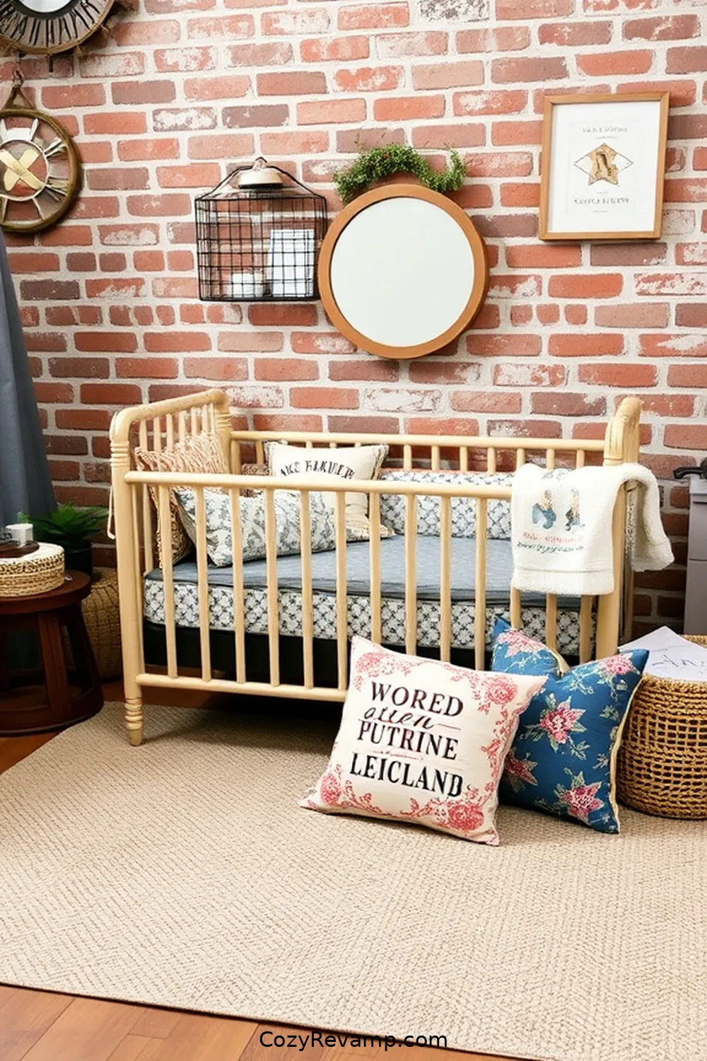 Vintage Fabric Cushions for 16 Ways to Create an Industrial Nursery With Upcycled Fabric Material