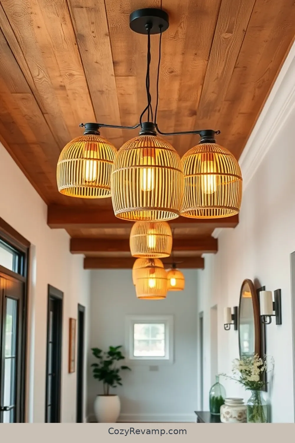 Bamboo Lighting Fixtures for 16 Ways to Incorporate Bamboo Material in Your Modern Farmhouse Hallway