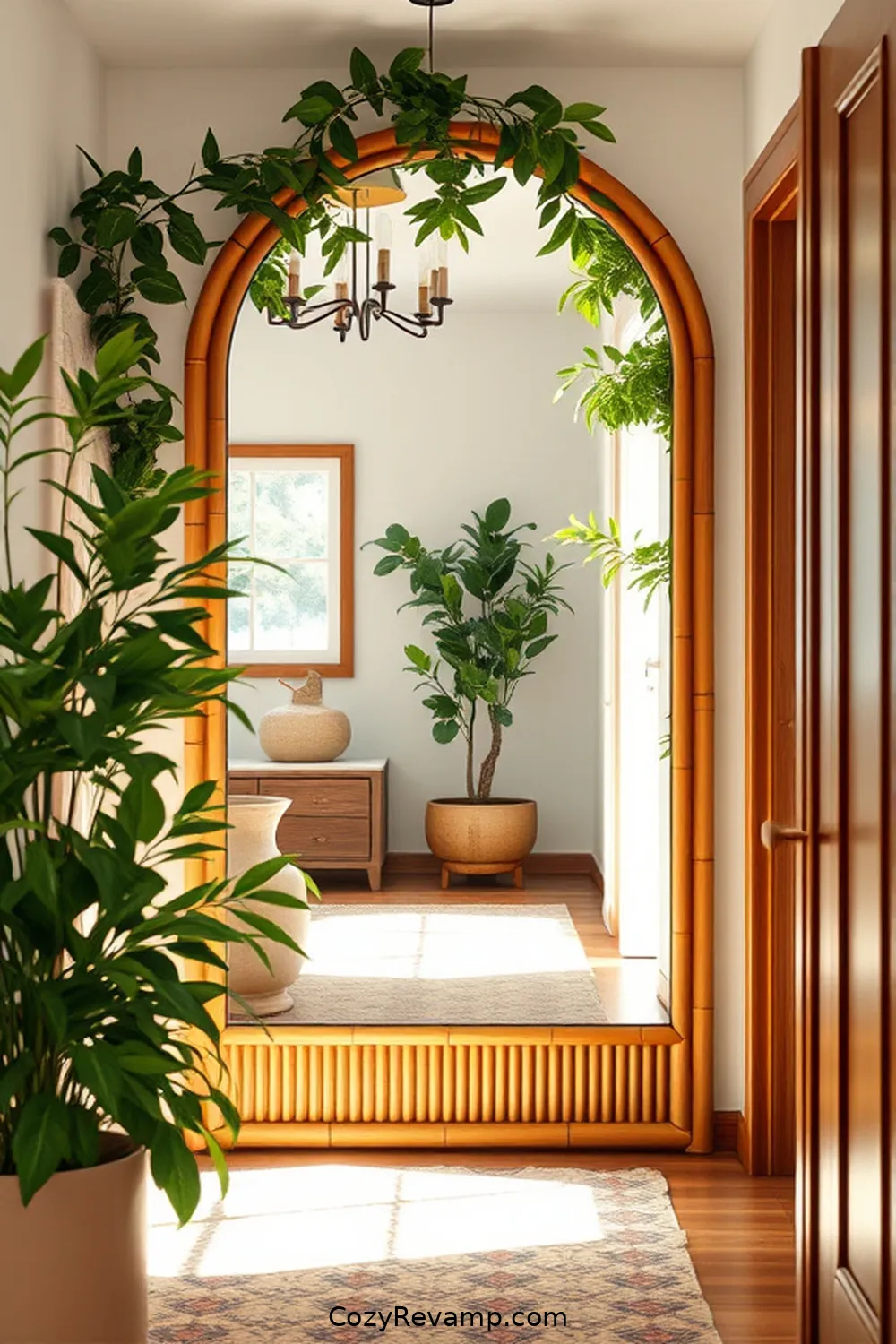 Bamboo Mirrors for 16 Ways to Incorporate Bamboo Material in Your Modern Farmhouse Hallway