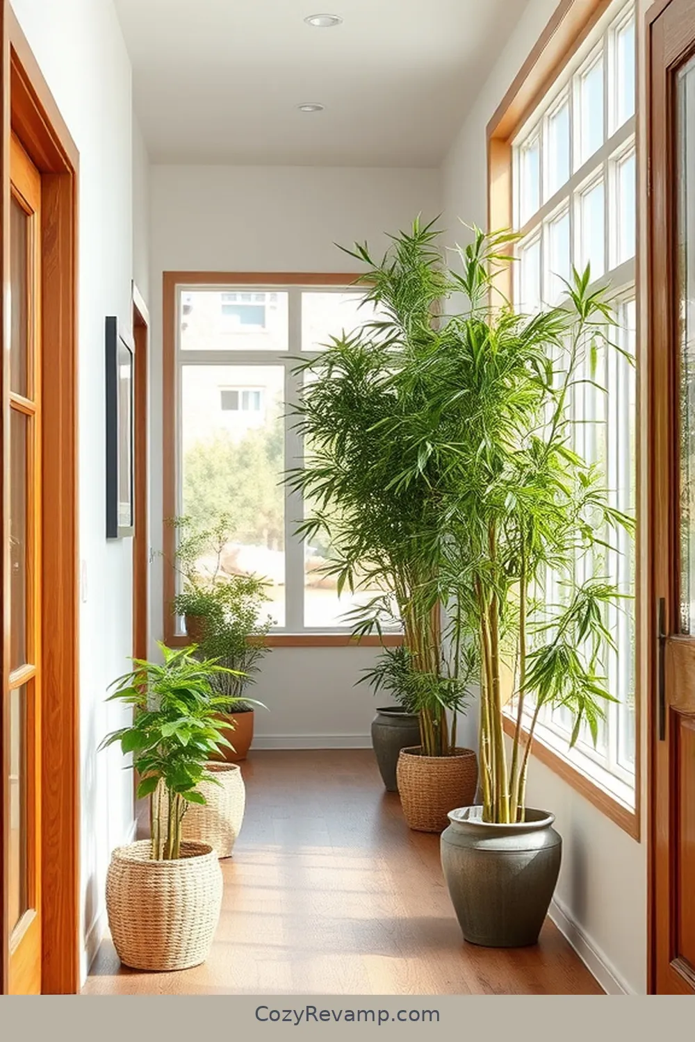 Bamboo Plants and Greenery for 16 Ways to Incorporate Bamboo Material in Your Modern Farmhouse Hallway