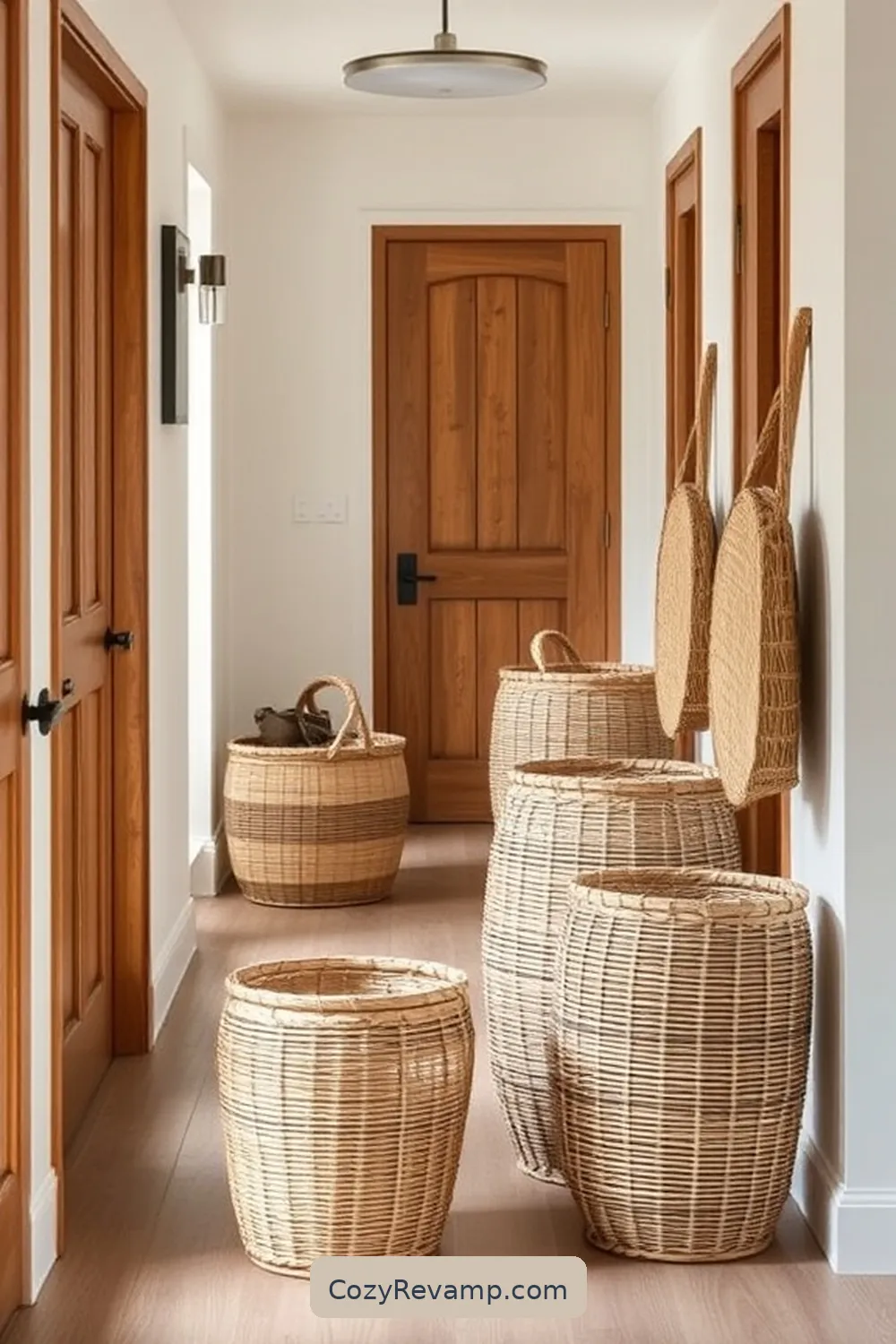 Bamboo Woven Baskets for 16 Ways to Incorporate Bamboo Material in Your Modern Farmhouse Hallway