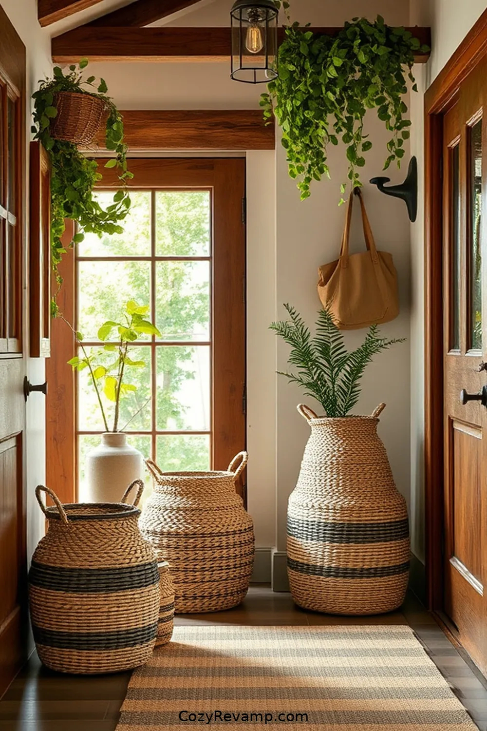 16 Ways to Style Your Rustic Entryway With Organic Cotton Material 6 Incorporate Organic Cotton Storage Baskets for 16 Ways to Style Your Rustic Entryway With Organic Cotton Material