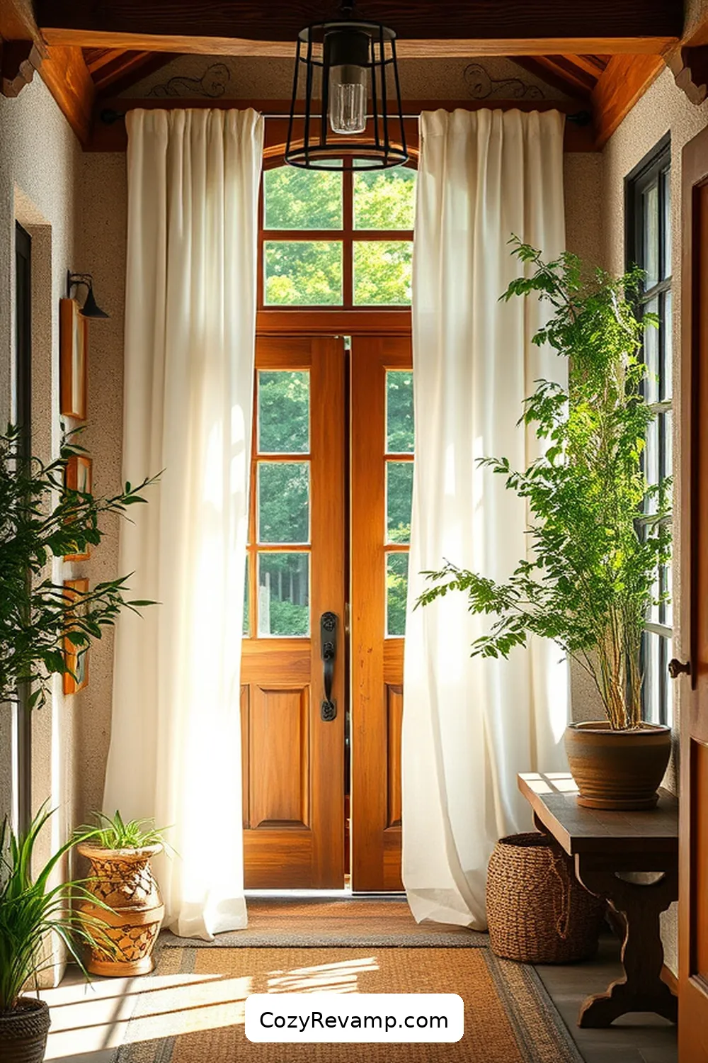 16 Ways to Style Your Rustic Entryway With Organic Cotton Material 7 Use Organic Cotton Curtains for Natural Light Control for 16 Ways to Style Your Rustic Entryway With Organic Cotton Material