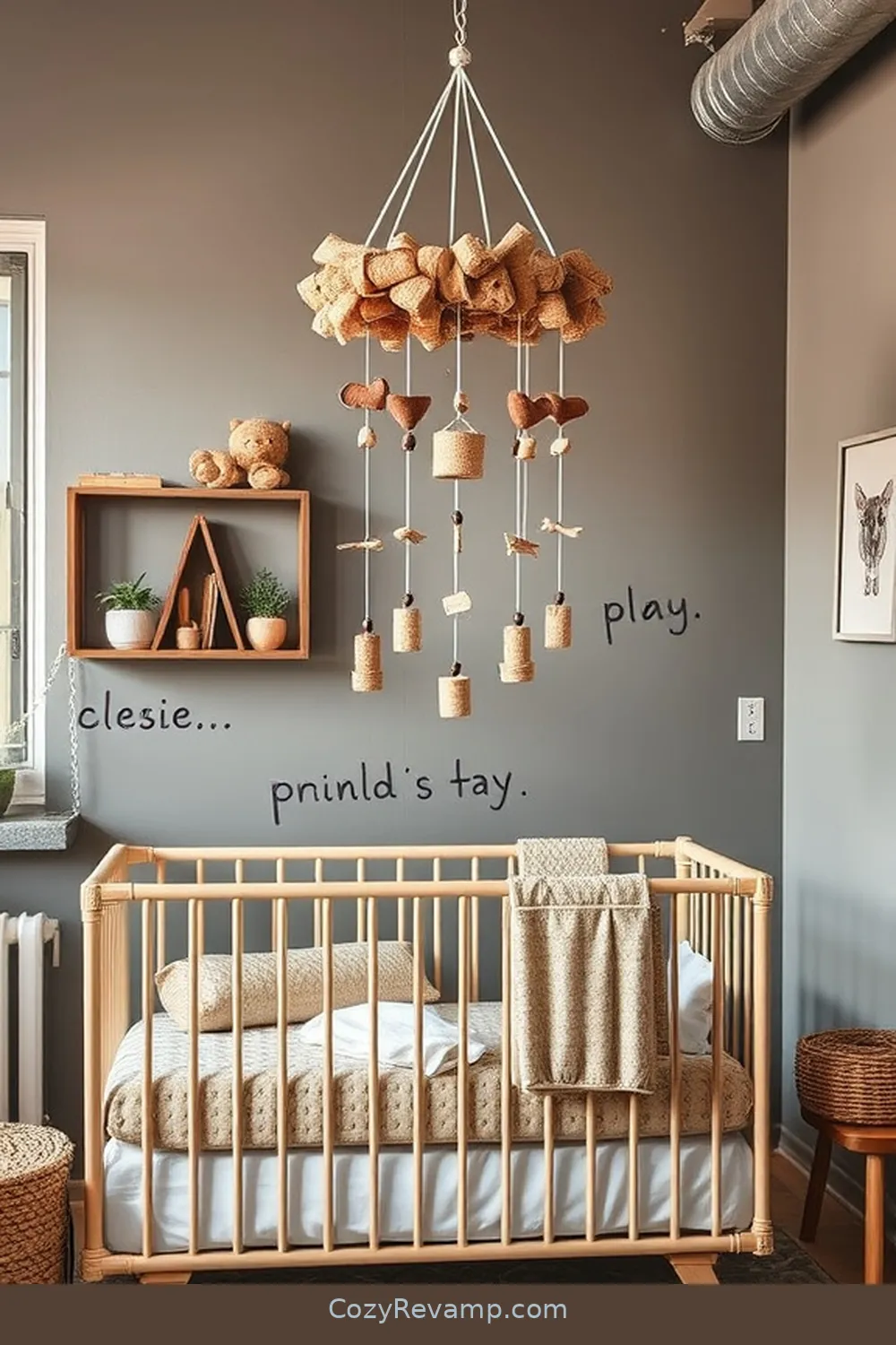 16 Ways to Style an Industrial Nursery With Cork Material 14 Cork Baby Mobile for a Playful Touch for 16 Ways to Style an Industrial Nursery With Cork Material