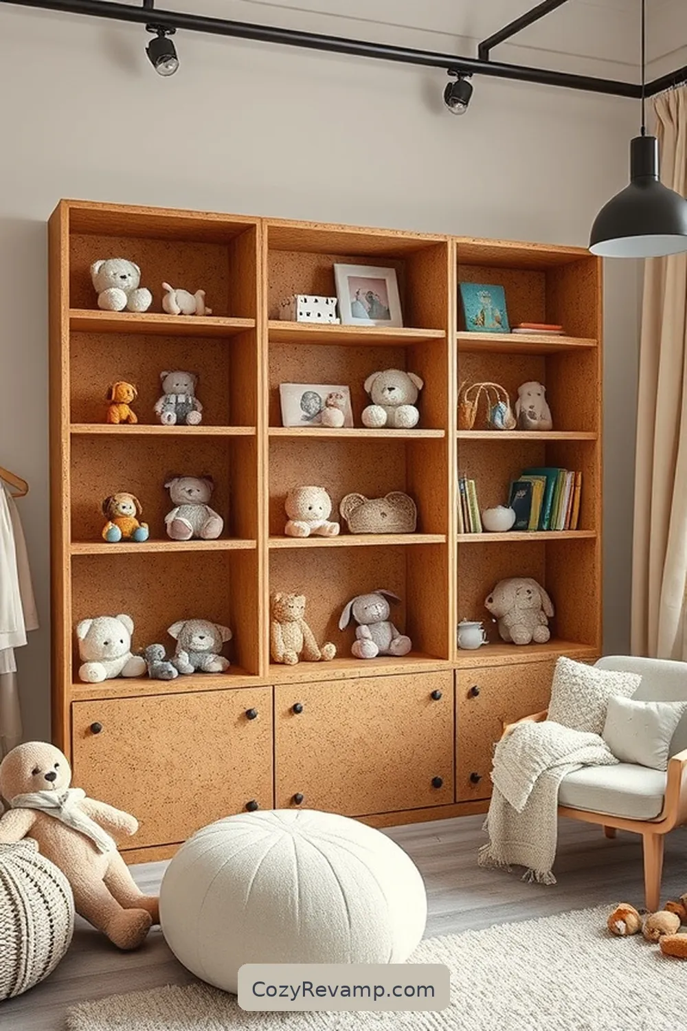 16 Ways to Style an Industrial Nursery With Cork Material 5 Cork Shelf Units for Storage and Display for 16 Ways to Style an Industrial Nursery With Cork Material
