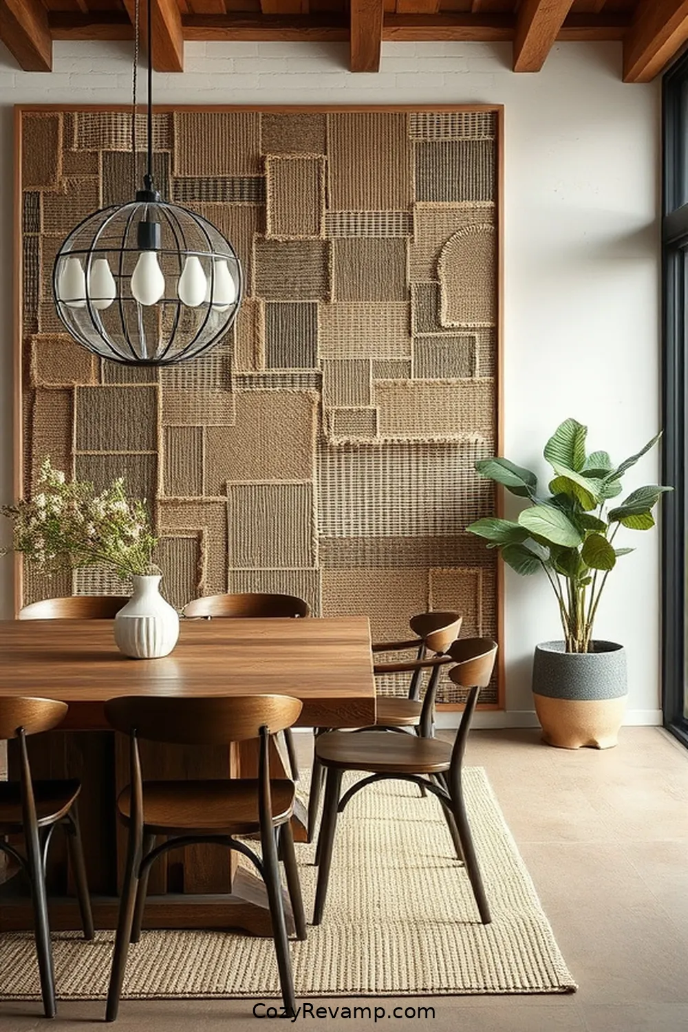16 Ways to Use Natural Fibers in Your Industrial Dining Room 17 Create a Fiber Wall Panel for a Statement Piece for 16 Ways to Use Natural Fibers in Your Industrial Dining Room