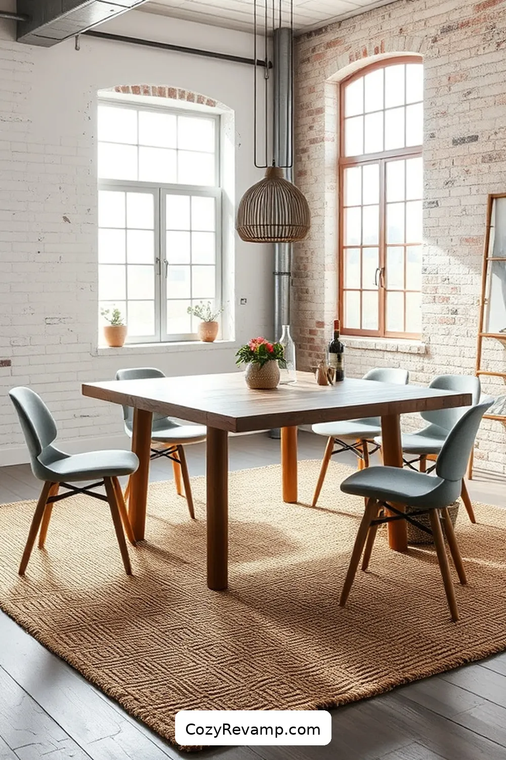 16 Ways to Use Natural Fibers in Your Industrial Dining Room 2 Incorporate Jute Rugs for Texture for 16 Ways to Use Natural Fibers in Your Industrial Dining Room