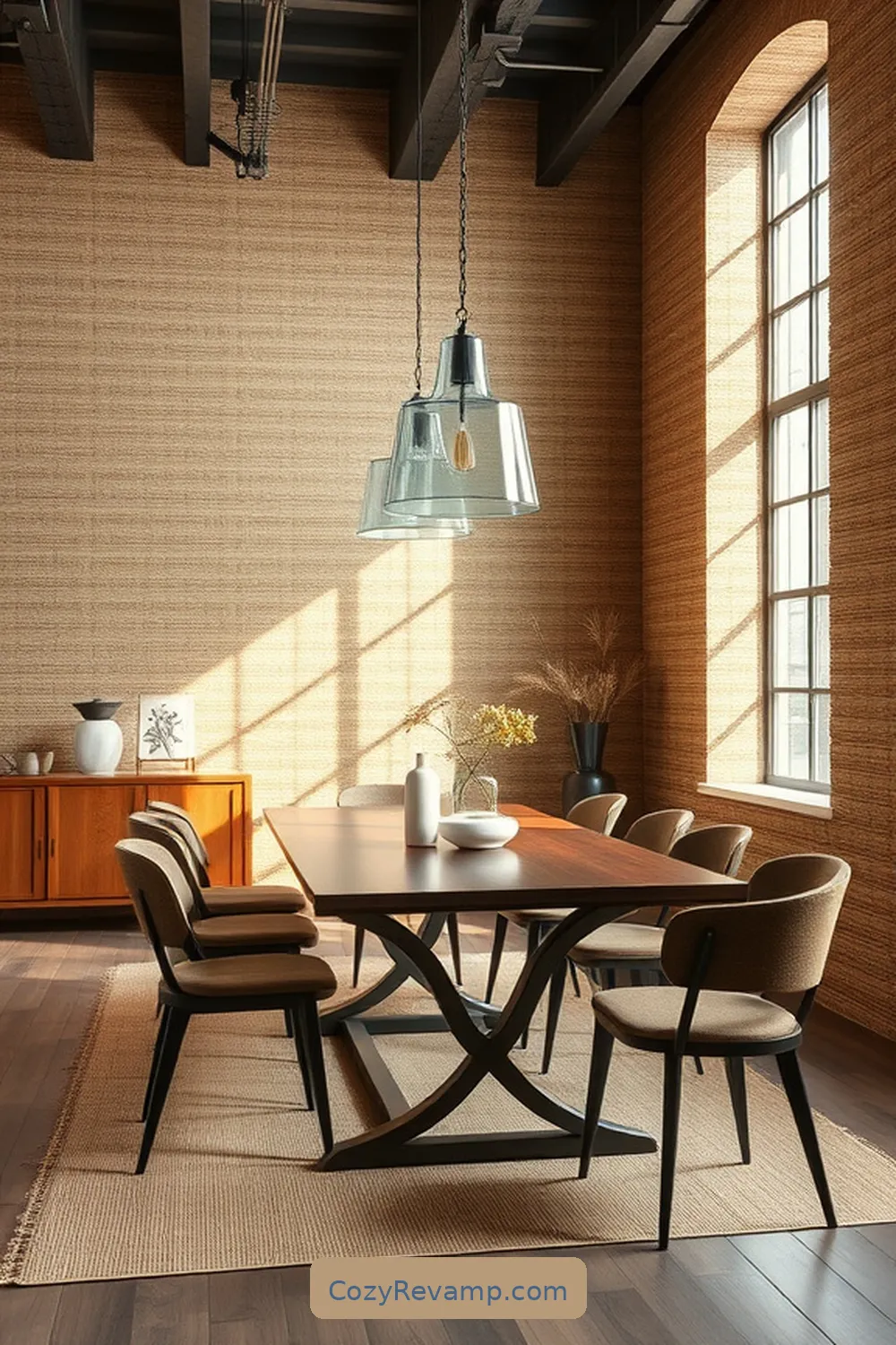 16 Ways to Use Natural Fibers in Your Industrial Dining Room 5 Install Sisal Wall Coverings for Natural Elegance for 16 Ways to Use Natural Fibers in Your Industrial Dining Room