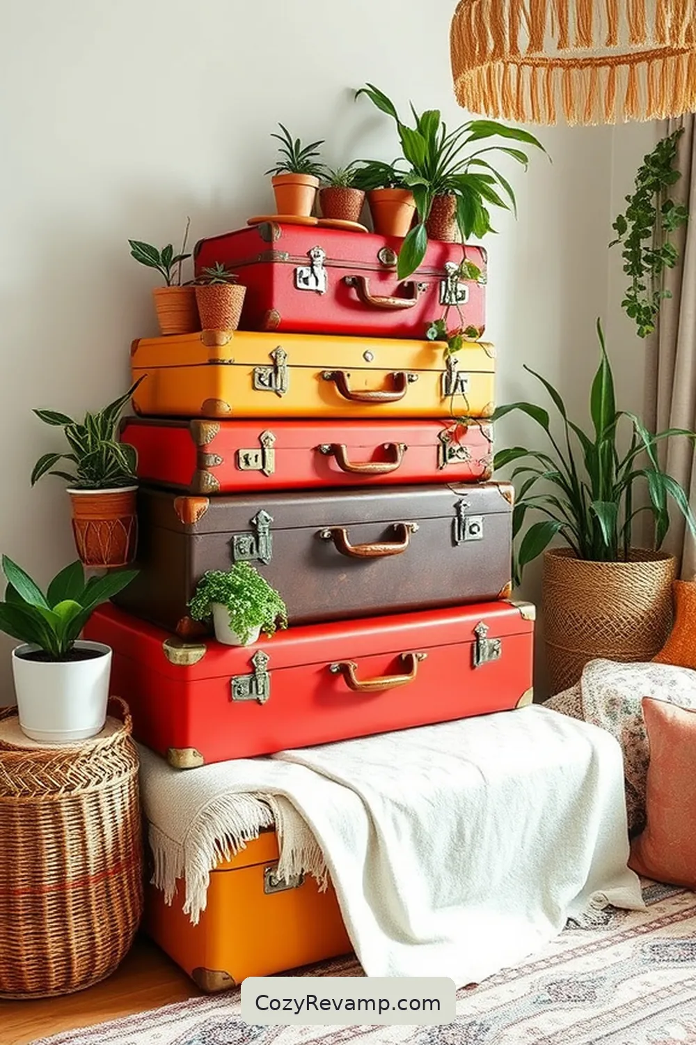 Antique Suitcase Storage for 17 Creative Bohemian Nursery Ideas With Reclaimed Materials